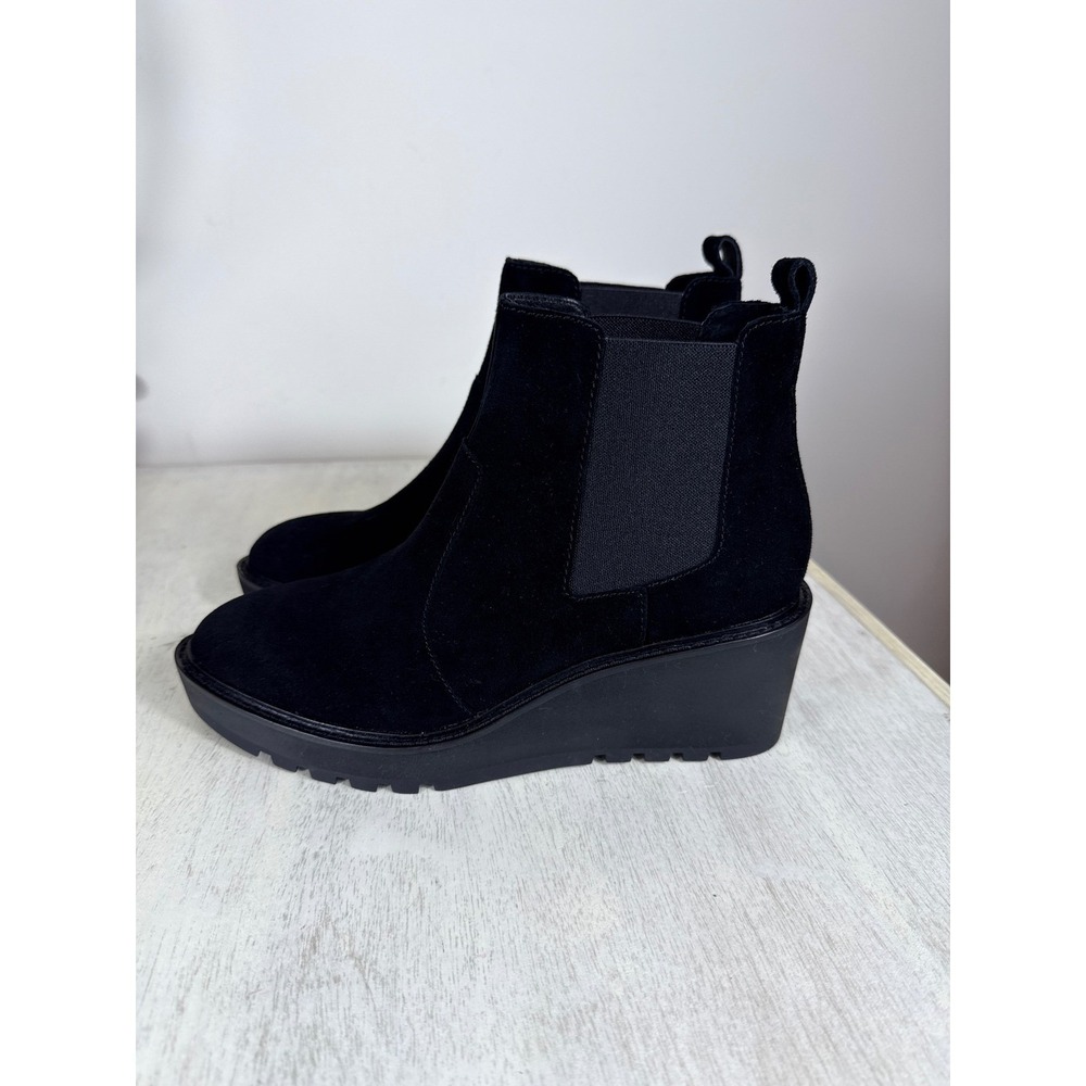Black Suede Wedge Cecelia New York Gemma Ankle Boots‎ Booties Women Size 8 New